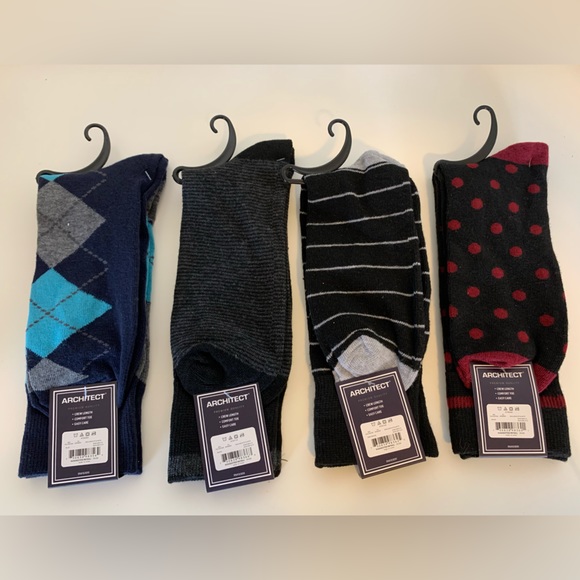 SOCKS 4 PAIRS BRAND NEW Mens Architect DRESS SOCKS Shoe Size 6-12 NWT MAKE OFFER - Picture 2 of 8